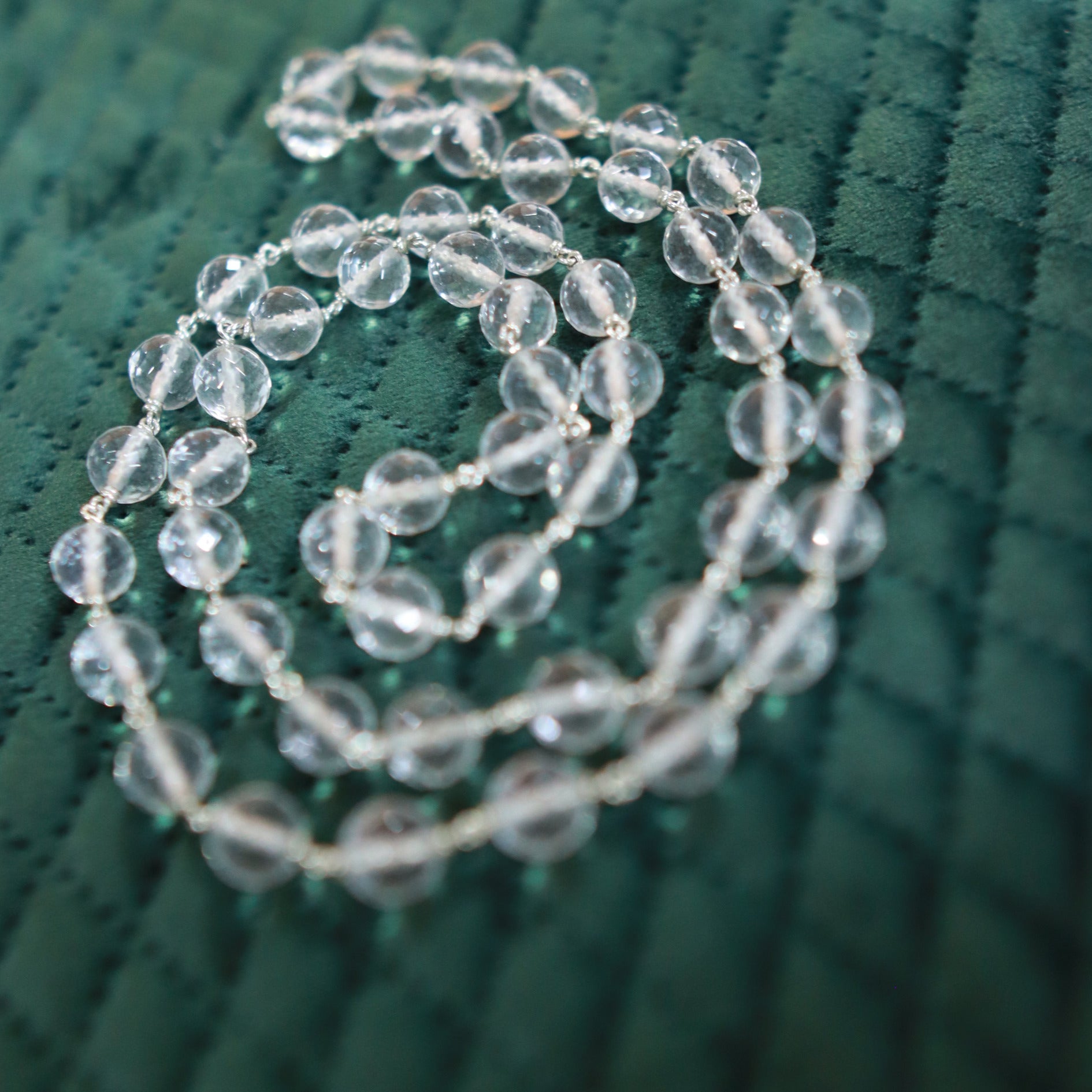 Spatika 54 Beads in Silver 8 MM