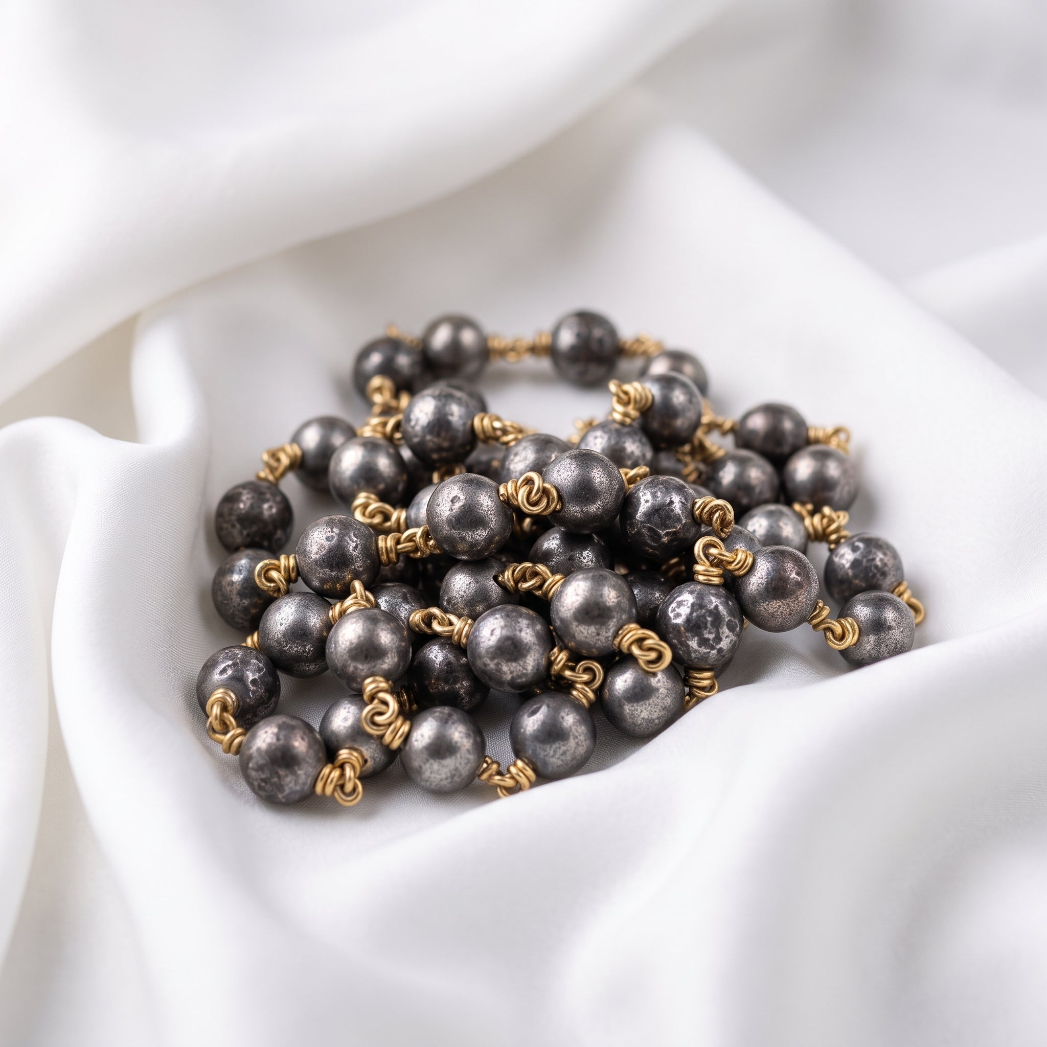 Pyrite Panchaloham Mala | Original 5-Metal Wealth & Protection Mala
