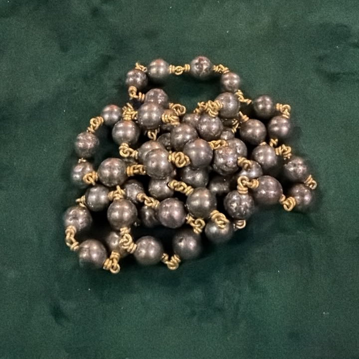 Pyrite Panchaloham Mala | Original 5-Metal Wealth & Protection Mala