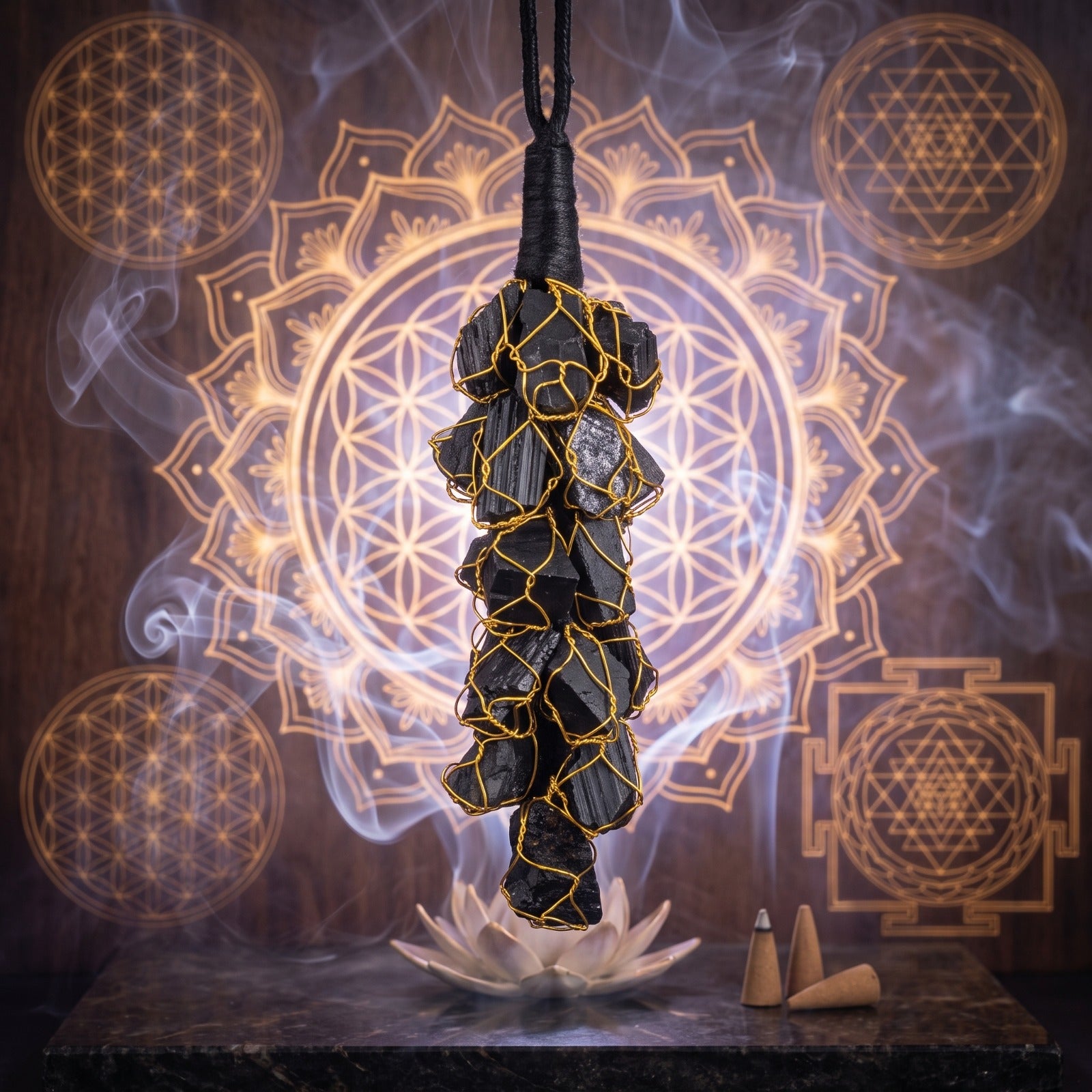 Natural Black Tourmaline Evil Eye Protection Hanger