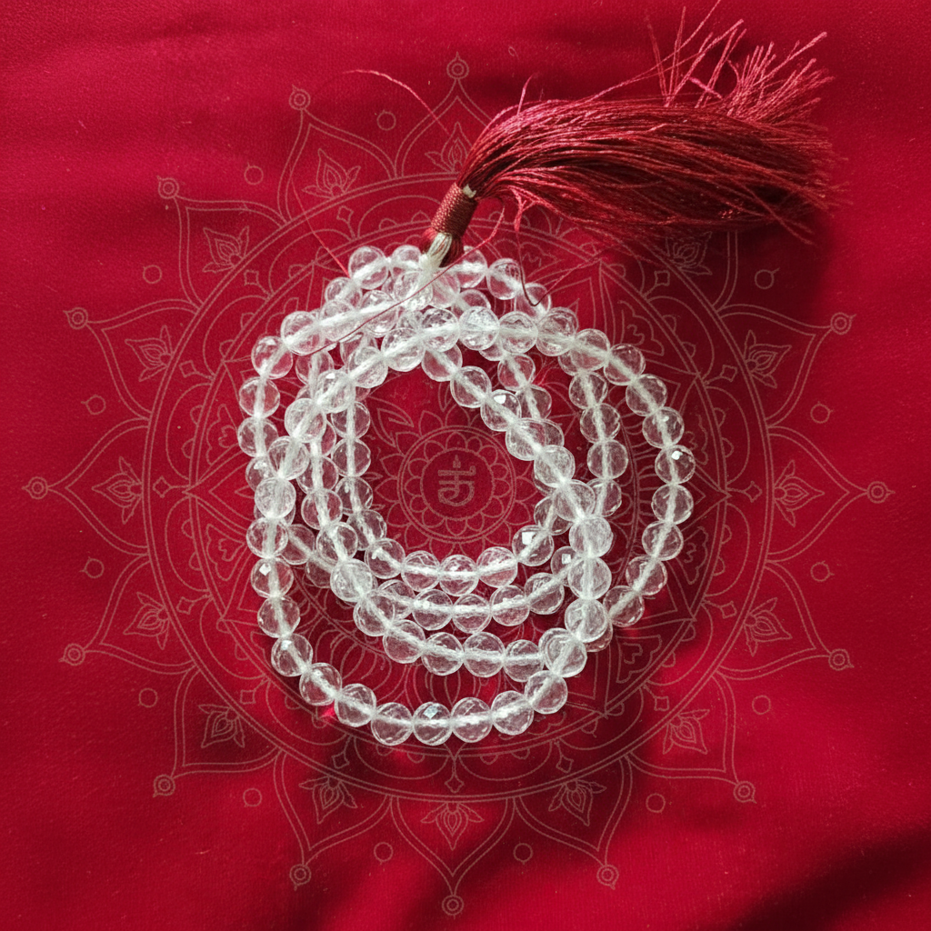Spatika Mala Diamond Cut : 8 MM