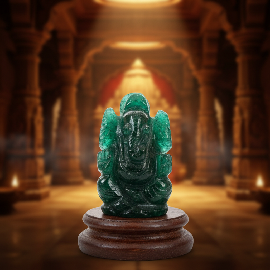 Green Ganapathi idol For wealth & Sucess