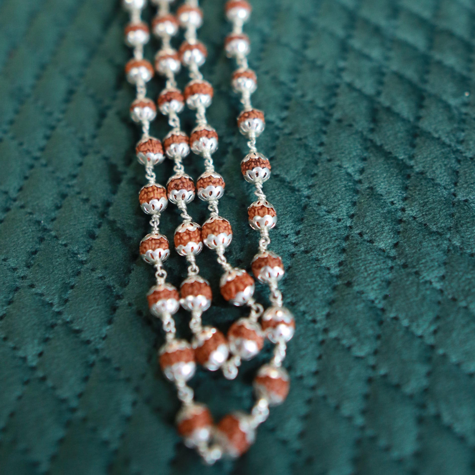 Rudraksha 54 Beads in Silver Cups