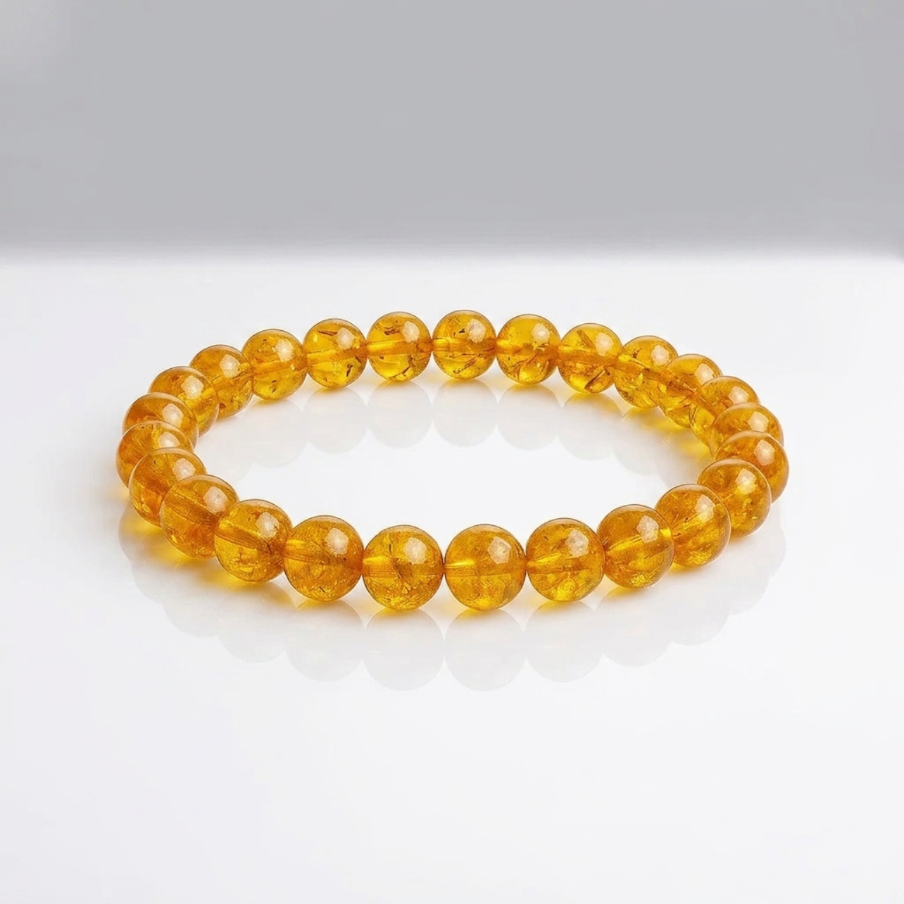 Natural Citrine Bracelet - 8mm Beads Elastic Stretch Bracelet for Men & Women