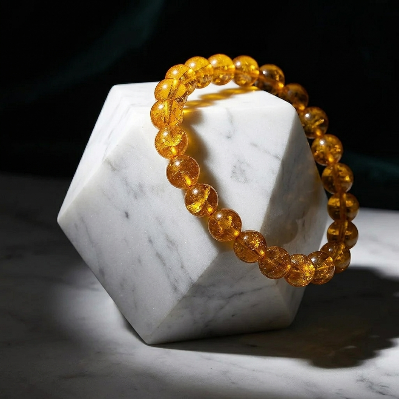 Natural Citrine Bracelet - 8mm Beads Elastic Stretch Bracelet for Men & Women