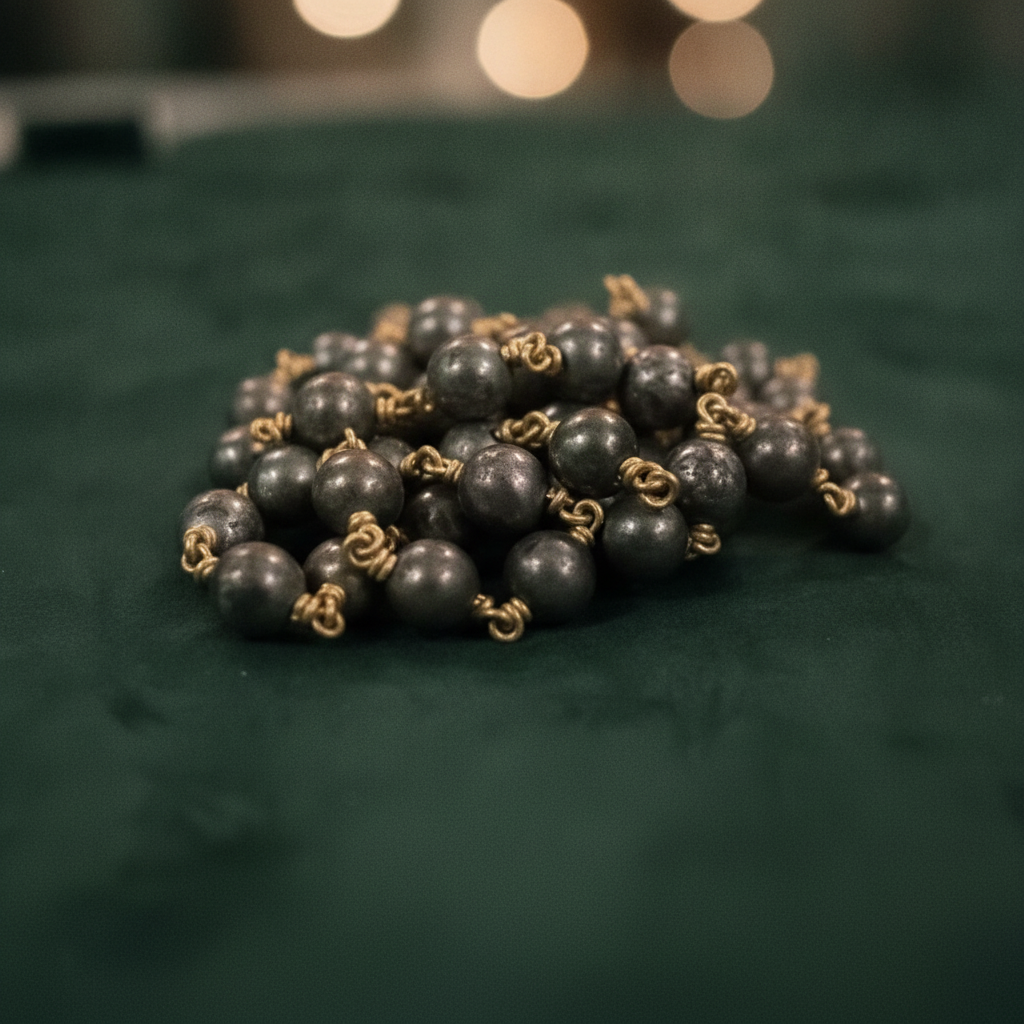 Pyrite Panchaloham Mala | Original 5-Metal Wealth & Protection Mala
